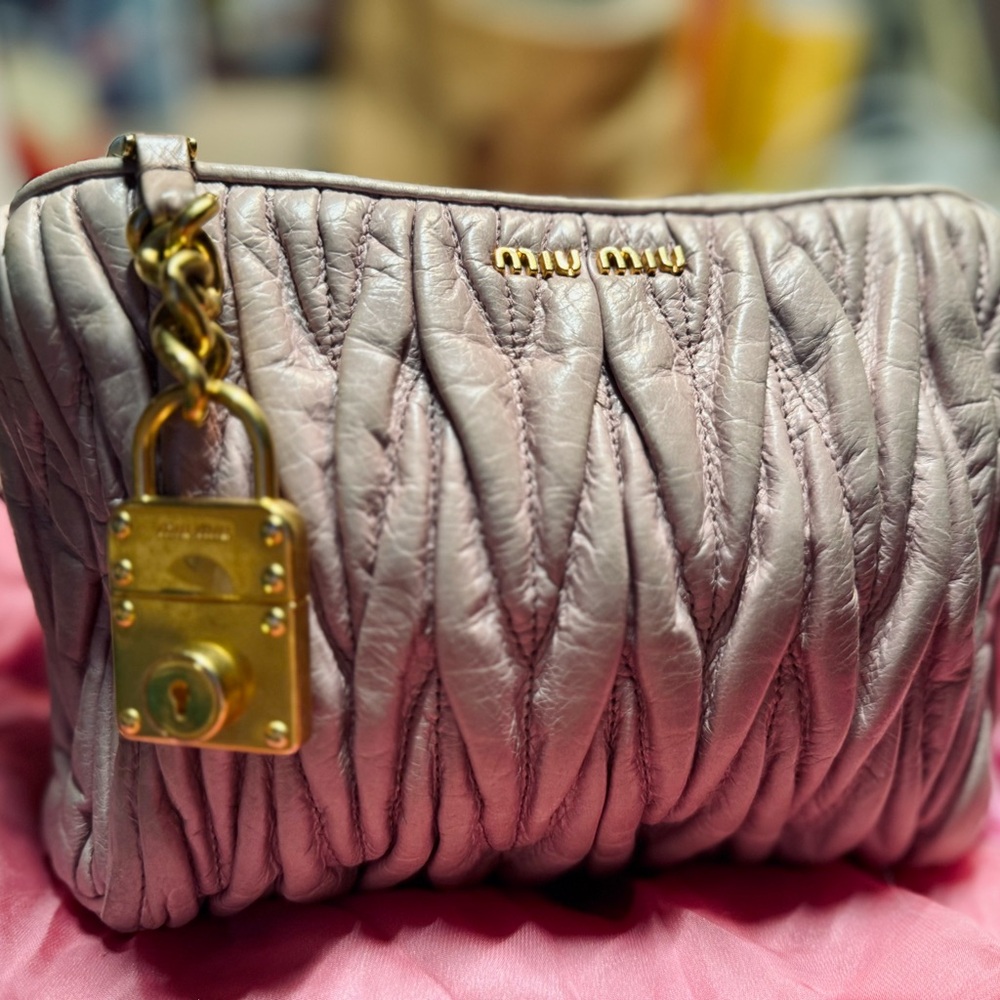 MIU MIU Vitello Lux Matelasse Shoulder Bag
